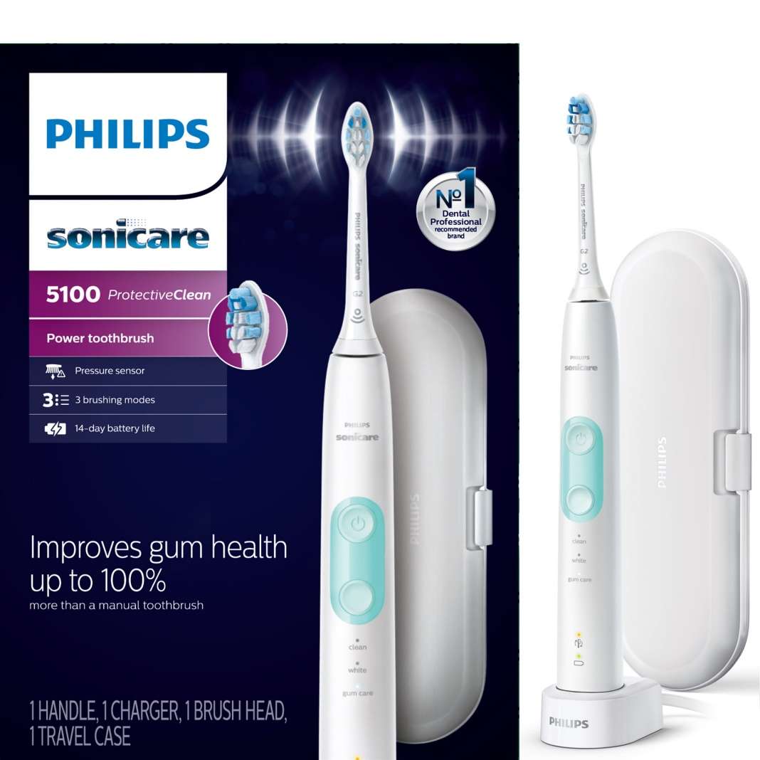 Philips Sonicare ProtectiveClean 5100 Gum Health, Rechargeable Electric Toothbrush, White Mint HX6857/11